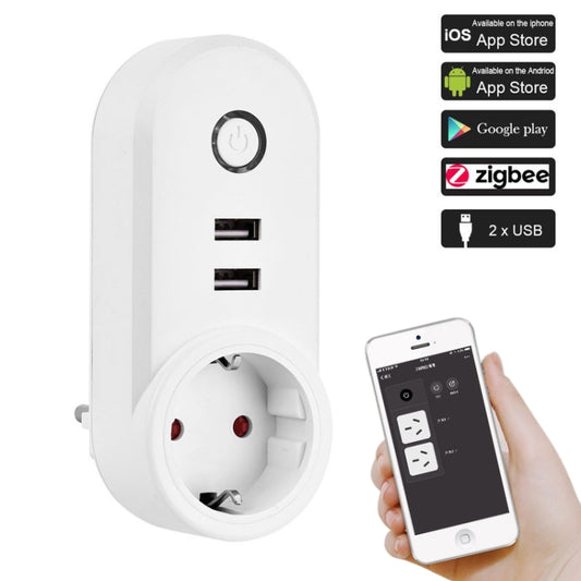 ZigBee 3.0 Dual USB Smart Socket Switch, EU Plug (White) - Consumer Electronics by buy2fix | Online Shopping UK | buy2fix