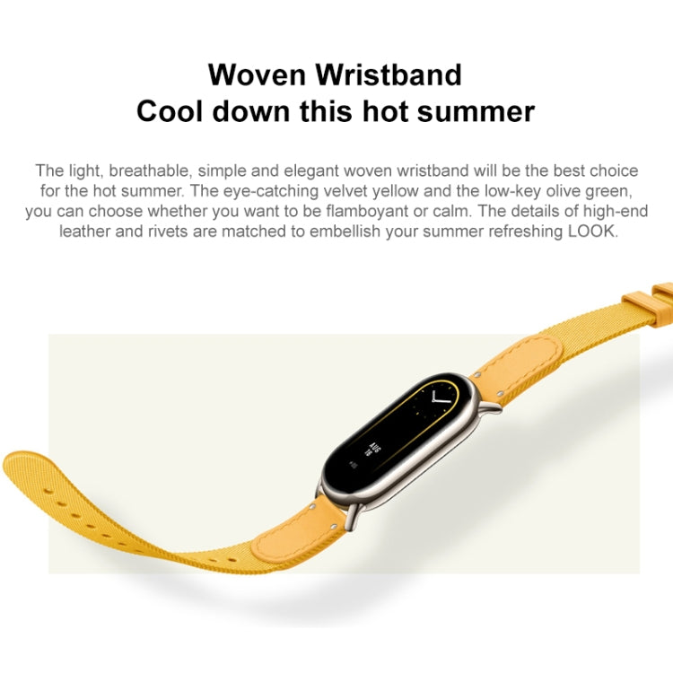 Original For Xiaomi Mi Band 8 Nylon Braided + Leather Watch Band(Yellow) - Watch Bands by Xiaomi | Online Shopping UK | buy2fix