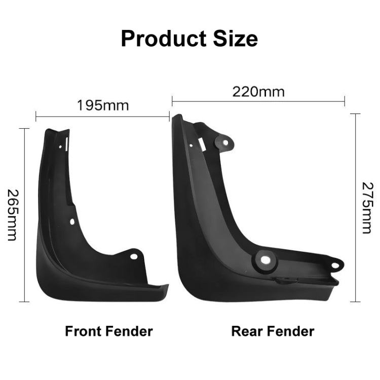 For TESLA MODEL S 2014-2020 4pcs/Set Car Auto Soft Plastic Splash Flaps Fender Guard - Mudguards by buy2fix | Online Shopping UK | buy2fix