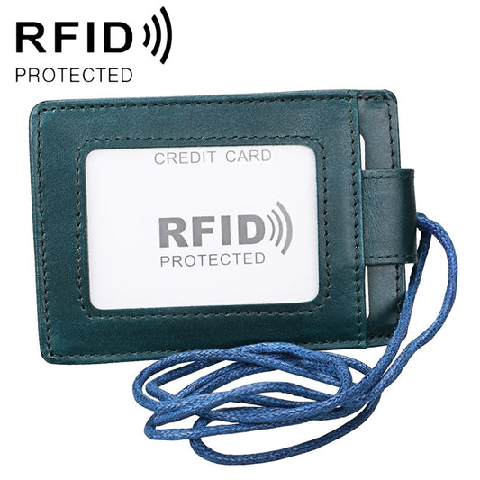 KB153 Antimagnetic RFID Leather Card Holder ID Card Badge with Lanyard(Blue) - Antimagnetic RFID Package by buy2fix | Online Shopping UK | buy2fix