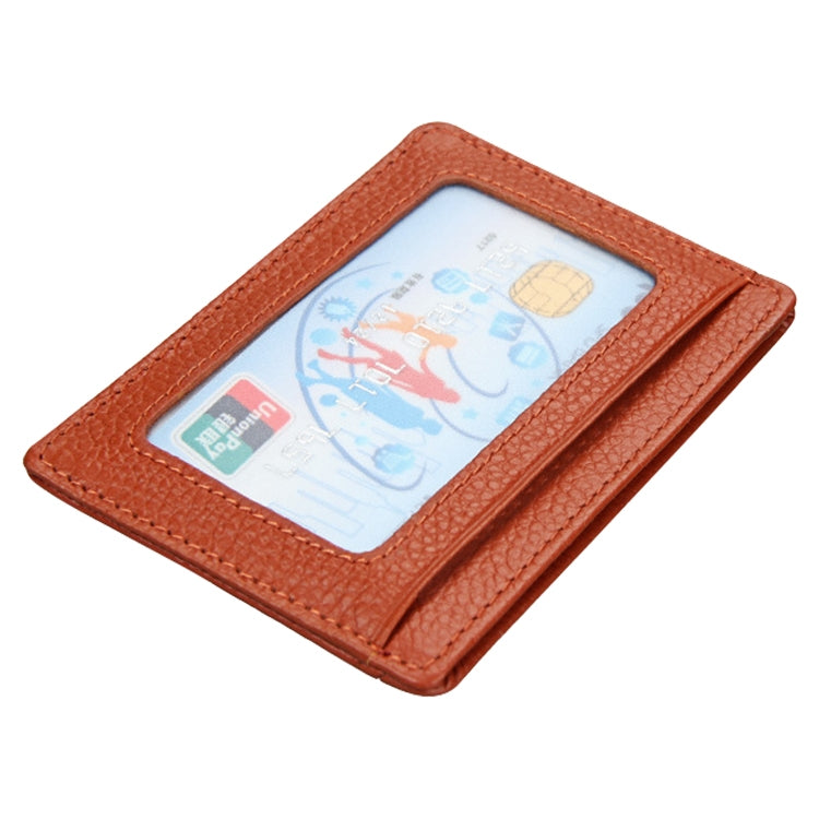 KB37 Antimagnetic RFID Litchi Texture Leather Card Holder Wallet Billfold for Men and Women (Brown) - Antimagnetic RFID Package by buy2fix | Online Shopping UK | buy2fix