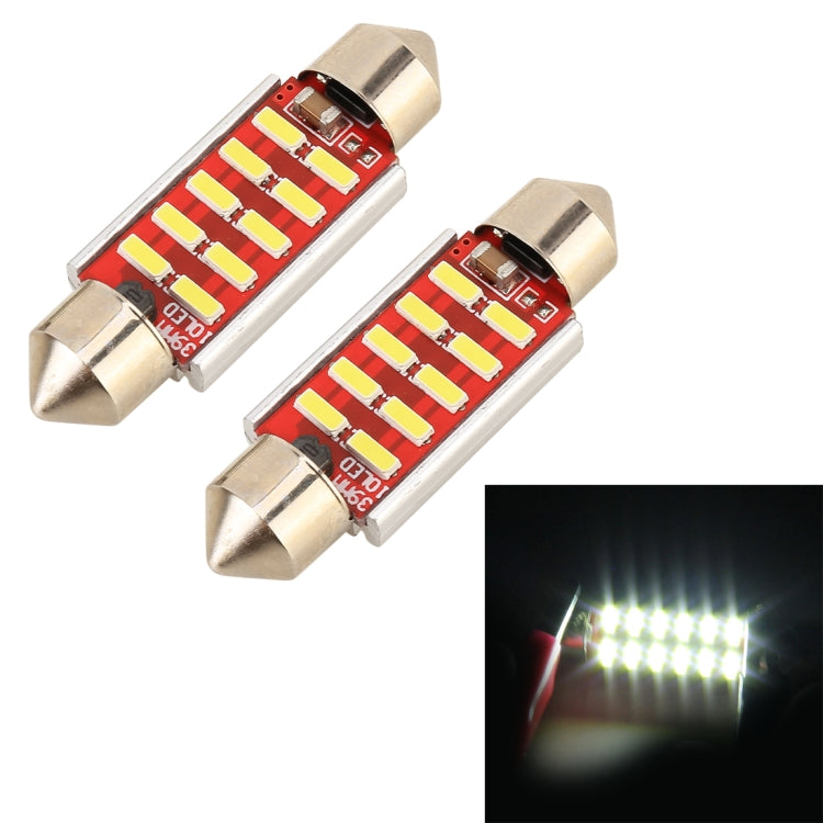 2 PCS DC 12V 2W 41MM 4014 Bicuspid Port No Decoding Car Dome Lamp LED Reading Light with 10 LED Lights(White Light) - Dome Lights by buy2fix | Online Shopping UK | buy2fix