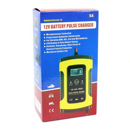 FOXSUR 12V 6A Intelligent Universal Battery Charger for Car Motorcycle, Length: 55cm, US Plug(Yellow) - Battery Charger by FOXSUR | Online Shopping UK | buy2fix