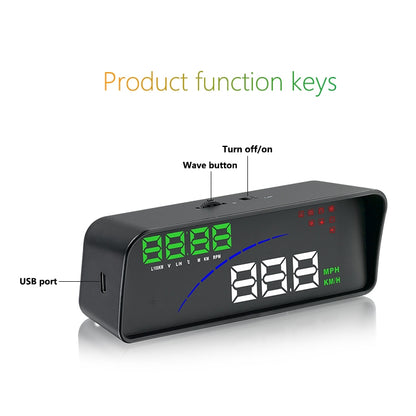 P9 HUD 3.6 inch Car OBD2 Smart Digital Meter with Multi-color, Speed & RPM & Water Temperature & Oil Consumption & Driving Distance / Time & Voltage Display, Over Speed Alarm, Low Voltage Alarm, Kilometers & Miles Switching, Light Sensor Functions - Head Up Display System by buy2fix | Online Shopping UK | buy2fix