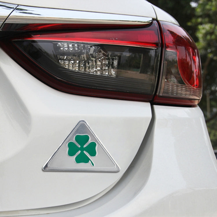 Four Leaf Clover Herb Luck Symbol Aluminum Slim Triangle Badge Emblem Labeling Sticker Styling Car Dashboard  Decoration - Decorative Sticker by buy2fix | Online Shopping UK | buy2fix