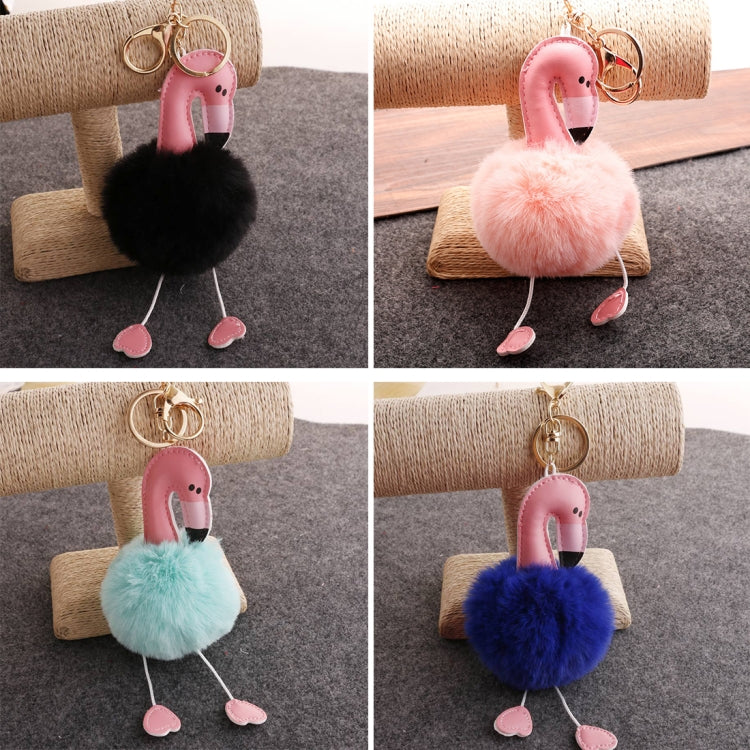 Super Metal Flamingo Key Chain Imitation Rabbit Hair Bulb Fur Plush Car Ornaments Pendant Key Ring,  Random Color Delivery - Key Rings by buy2fix | Online Shopping UK | buy2fix