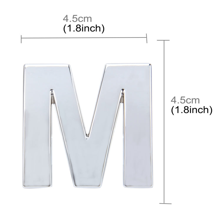 Car Vehicle Badge Emblem 3D English Letter M Self-adhesive Sticker Decal, Size: 4.5*4.5*0.5cm - 3D Metal Sticker by buy2fix | Online Shopping UK | buy2fix