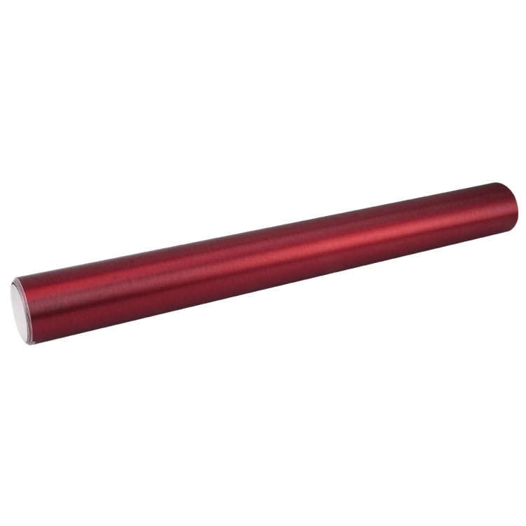 1.52 * 0.5m Waterproof PVC Wire Drawing Brushed Chrome Vinyl Wrap Car Sticker Automobile Ice Film Stickers Car Styling Matte Brushed Car Wrap Vinyl Film (Red) - Auto Film by buy2fix | Online Shopping UK | buy2fix