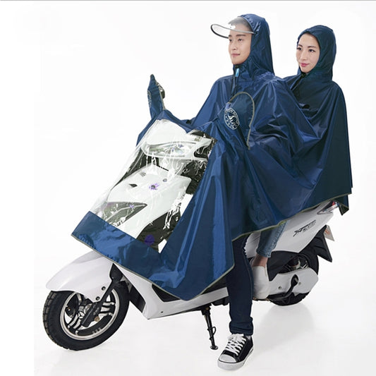 Universal Super Water-Resistant Dual Hooded Motorcycle Rain Poncho Coat Raincoat(Blue) - Raincoat by buy2fix | Online Shopping UK | buy2fix