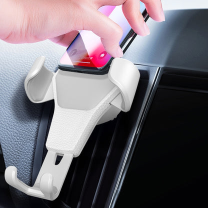 Litchi Texture Gravity Car Mount Phone Holder (White) - Car Holders by buy2fix | Online Shopping UK | buy2fix