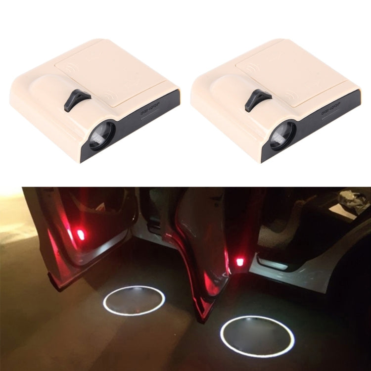 2 PCS LED Ghost Shadow Light, Car Door LED Laser Welcome Decorative Light, Display Logo for Peugeot Car Brand(Khaki) - Door Lights by buy2fix | Online Shopping UK | buy2fix