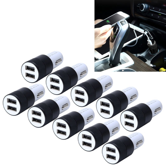 10 PCS Car Auto 5V Dual USB 2.1A/1A Cigarette Lighter Adapter for Most Phones(Black) - Car Charger by buy2fix | Online Shopping UK | buy2fix