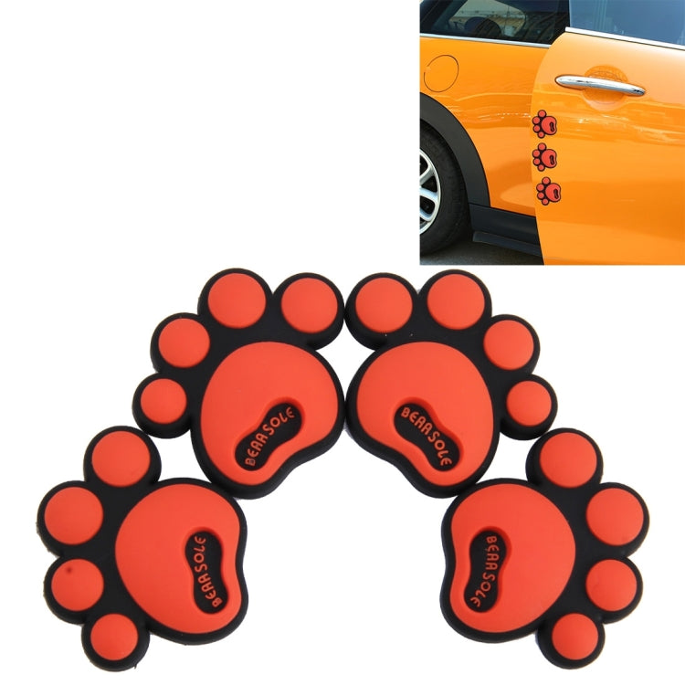 4 PCS Dog Footprint Shape Cartoon Style PVC Car Auto Protection Anti-scratch Door Guard Decorative Sticker(Red) - Anti Collision Sticker by buy2fix | Online Shopping UK | buy2fix