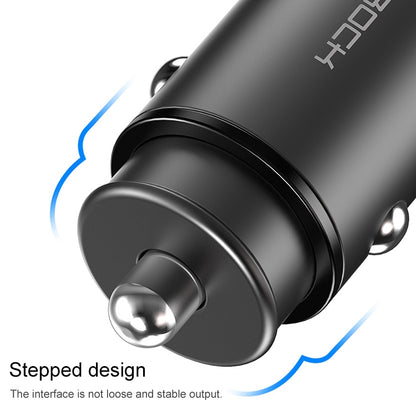 ROCK H15 Dual Port USB + USB-C / Type-C PD30W Car Charger (Black) - Car Charger by ROCK | Online Shopping UK | buy2fix