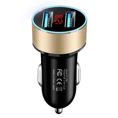 JMG-C016A 5 PCS 5V 3.1A Car Dual USB Charger with LED Display(Gold) - Car Charger by buy2fix | Online Shopping UK | buy2fix