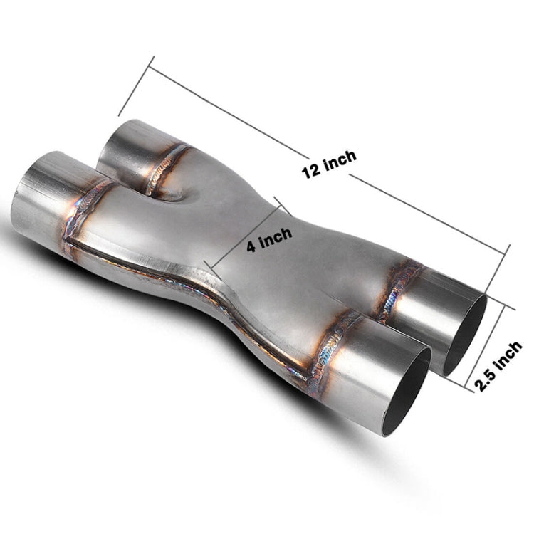 Dual 2.5 inch Car Universal 304 Stainless Steel X-type Exhaust Pipe - In Car by buy2fix | Online Shopping UK | buy2fix