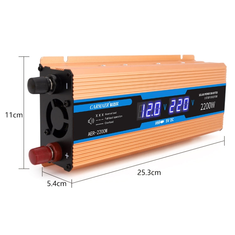 Carmaer 48V to 220V 2200W Car Multi-function Double Digital Display Inverter Household Power Converter - In Car by buy2fix | Online Shopping UK | buy2fix