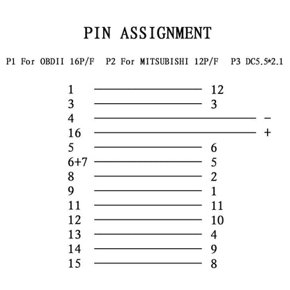 12Pin to 16Pin Car OBD2 Conversion Cable OBDII Diagnostic Adapter Cable for Mitsubishi - In Car by buy2fix | Online Shopping UK | buy2fix