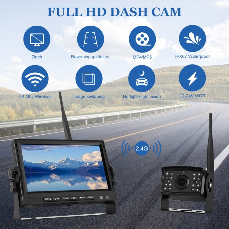 PZ710-W 7 inch Car Digital Wireless Rear-view Split-screen Monitor Four Record - In Car by buy2fix | Online Shopping UK | buy2fix