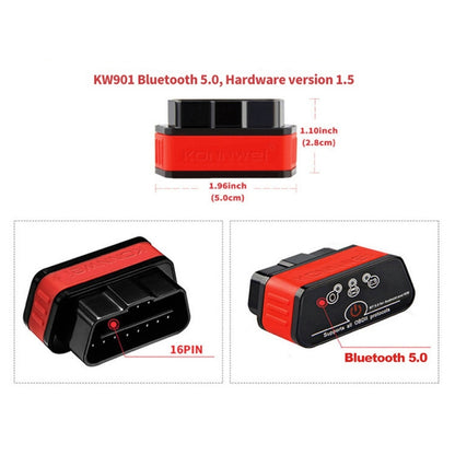 KONNWEI KW901 Android Phone OBD2 Car Bluetooth 5.0 Diagnostic Scan Tools(Red) - In Car by KONNWEI | Online Shopping UK | buy2fix