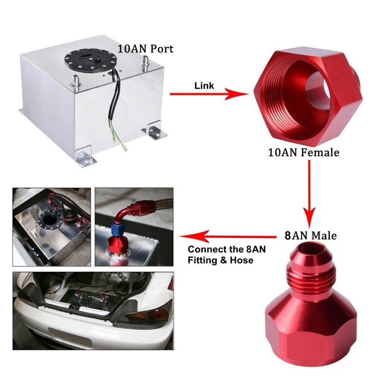 AN10 to AN8 Male and Female Connector Conversion Screw Oil Cooler Conversion Reducer Adapter (Red) - In Car by buy2fix | Online Shopping UK | buy2fix