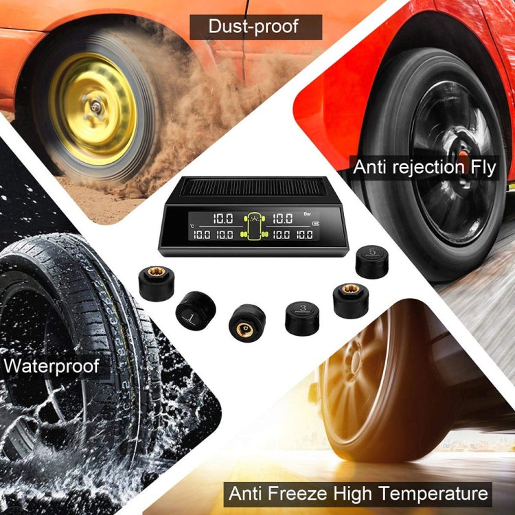 Car Solar Wireless Tire Pressure Monitoring System TPMS 6 External Sensors for 6-wheel Truck Bus - In Car by buy2fix | Online Shopping UK | buy2fix