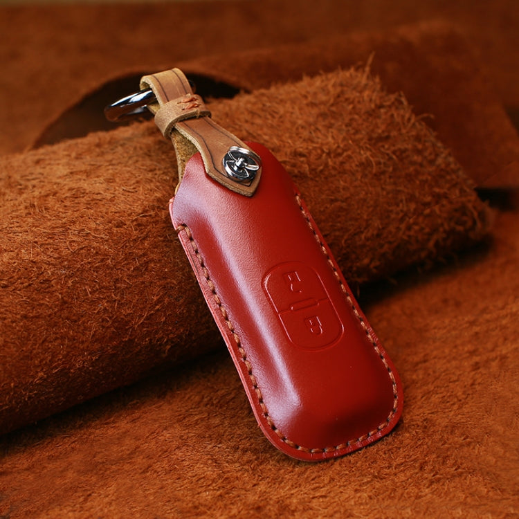 For Mazda Old Style Car Cowhide Leather Key Protective Cover Key Case, Two Keys Version (Red) - In Car by buy2fix | Online Shopping UK | buy2fix