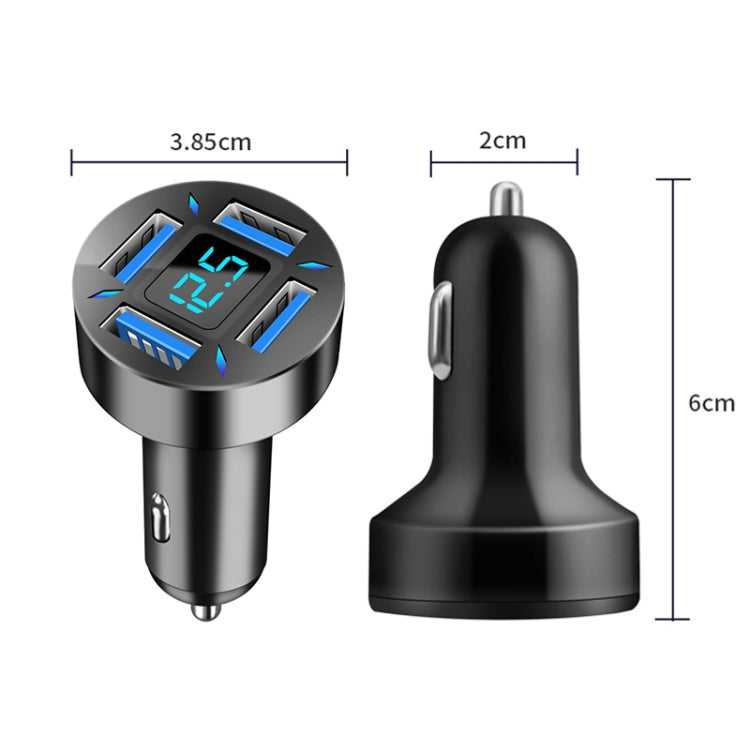 2pcs 4 in 1 USB 4.8A Digital Display Car Charger - In Car by buy2fix | Online Shopping UK | buy2fix