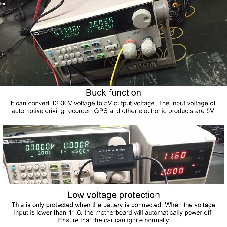 Vehicle Data Recorder Voltage Drop Line 12V to 5V Low Voltage Protection Electrical Appliance Step-down Line, Length: 3.2m - In Car by buy2fix | Online Shopping UK | buy2fix