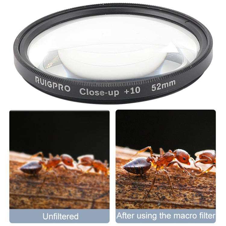 RUIGPRO for GoPro HERO 7/6 /5 Professional 52mm 10X Close-up Lens Filter with Filter Adapter Ring & Lens Cap - Lens Filter by RUIGPRO | Online Shopping UK | buy2fix