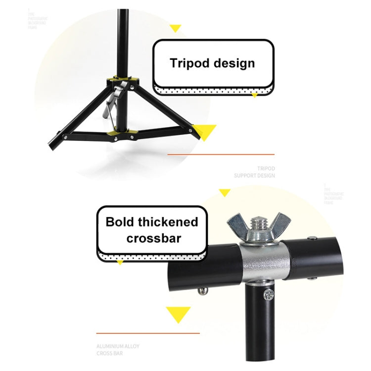 150x200cm T-Shape Photo Studio Background Support Stand Backdrop Crossbar Bracket Kit with Clips, No Backdrop - Camera Accessories by buy2fix | Online Shopping UK | buy2fix