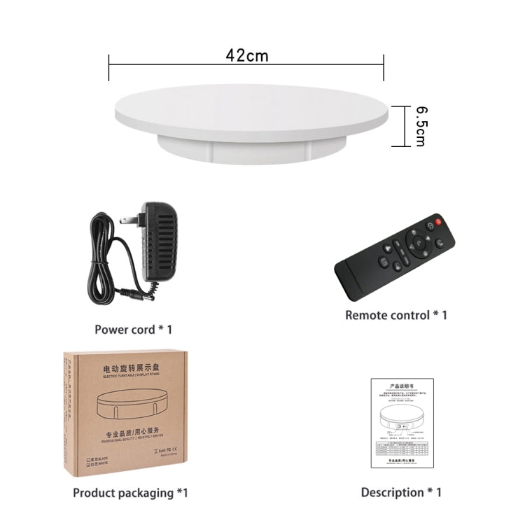 42cm Electric Rotating Display Stand Video Shooting Props Turntable, Load: 100kg, Plug-in Power, US Plug(White) - Camera Accessories by buy2fix | Online Shopping UK | buy2fix