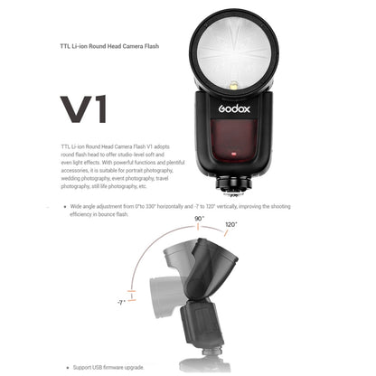 Godox V1P Round Head TTL Flash Speedlite for Pentax (Black) - Shoe Mount Flashes by Godox | Online Shopping UK | buy2fix