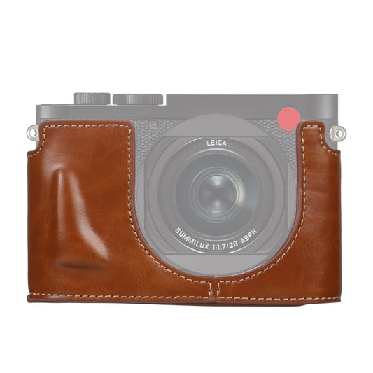 1/4 inch Thread PU Leather Camera Half Case Base for Leica Q2(Brown) - Camera Accessories by buy2fix | Online Shopping UK | buy2fix