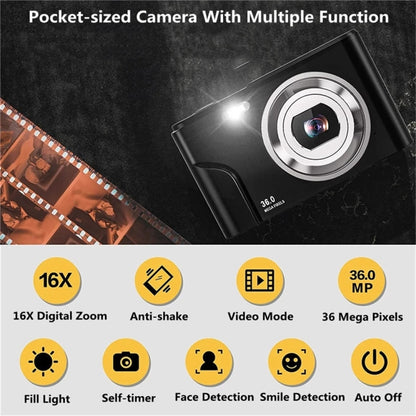 DC311 2.4 inch 36MP 16X Zoom 2.7K Full HD Digital Camera Children Card Camera, AU Plug (Black) - Consumer Electronics by buy2fix | Online Shopping UK | buy2fix