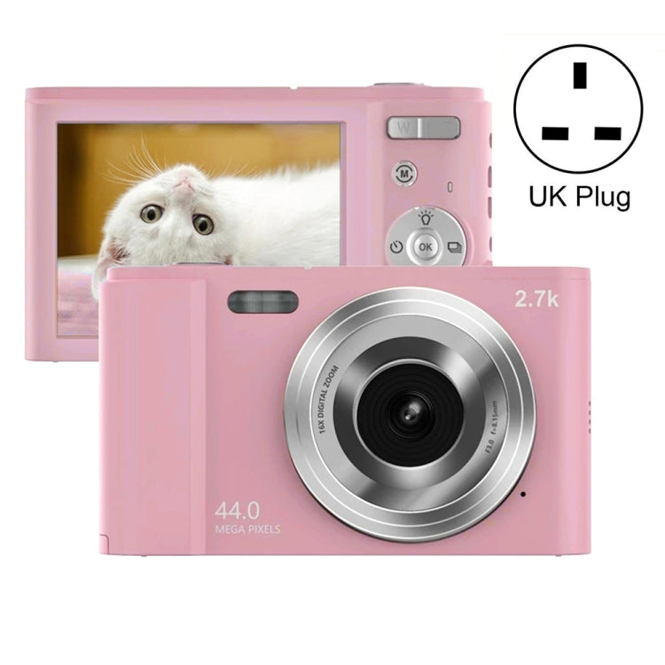 DC302 2.88 inch 44MP 16X Zoom 2.7K Full HD Digital Camera Children Card Camera, UK Plug (Pink) - Consumer Electronics by buy2fix | Online Shopping UK | buy2fix