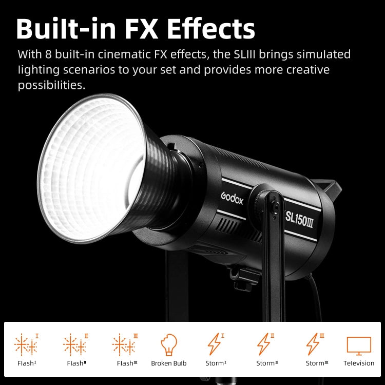 Godox SL150III 160W LED Light 5600K Daylight Video Flash Light(EU Plug) - Shoe Mount Flashes by Godox | Online Shopping UK | buy2fix