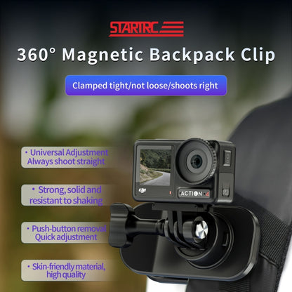 STARTRC 360 Degree Rotation Backpack Clip Magnetic Suction Mount (Black) - Case & Bags by STARTRC | Online Shopping UK | buy2fix