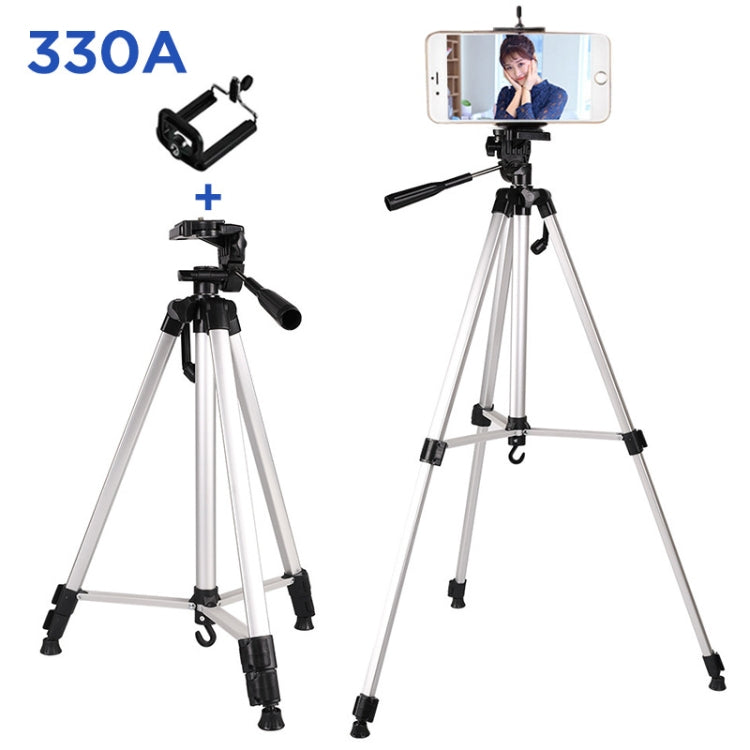 Live Broadcast Tripod 3-Section Folding Legs Aluminum Alloy Tripod Mount with U-Shape Three-Dimensional Tripod Head & Phone Clamp for DSLR & Digital Camera, Adjustable Height: 47.5-133cm - Camera Accessories by buy2fix | Online Shopping UK | buy2fix