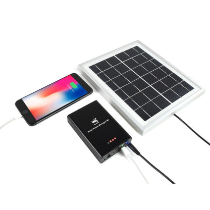 Waveshare Solar Power Manager, Embedded 10000mAh Li-Po Battery, Support 6V~24V Solar Panels (Black) - Modules Expansions Accessories by WAVESHARE | Online Shopping UK | buy2fix