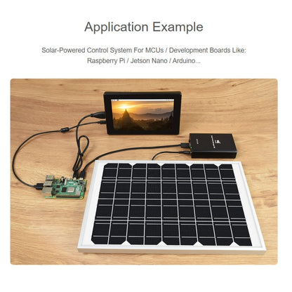 Waveshare Solar Power Manager, Embedded 10000mAh Li-Po Battery, Support 6V~24V Solar Panels (Black) - Modules Expansions Accessories by WAVESHARE | Online Shopping UK | buy2fix