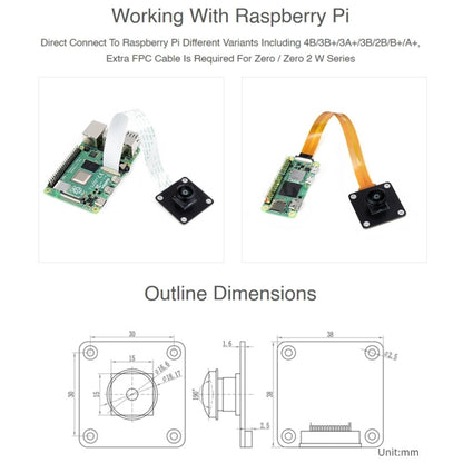 Waveshare IMX378-190 Fisheye Lens 12.3MP Wider Field Camera for Raspberry Pi - Modules Expansions Accessories by WAVESHARE | Online Shopping UK | buy2fix