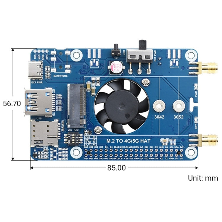 Waveshare EM06-E LTE Cat-6 HAT Dual Antennas LTE-A Multi Regions Multi Band Module for Raspberry Pi - LCD & LED Display Module by WAVESHARE | Online Shopping UK | buy2fix