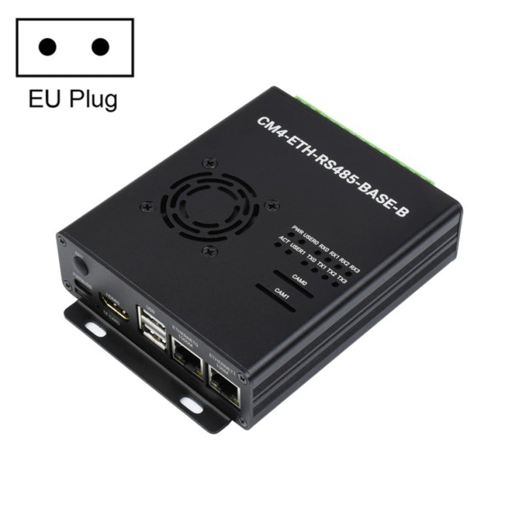 Waveshare Dual ETH Mini-Computer for Raspberry Pi CM4, Gigabit Ethernet, 4CH Isolated RS485(EU Plug) - Consumer Electronics by WAVESHARE | Online Shopping UK | buy2fix