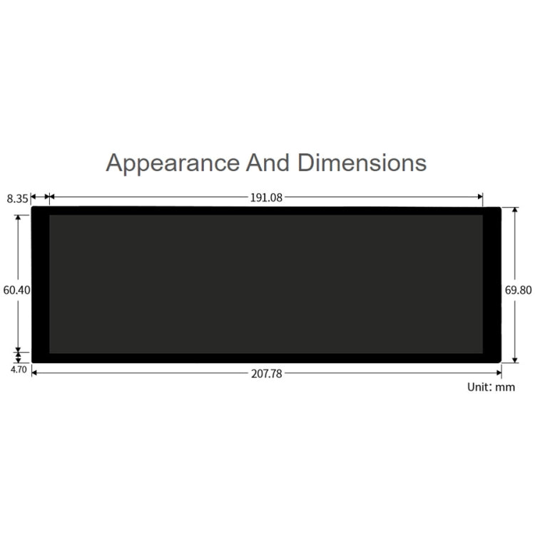 WAVESHARE 7.9 inch Capacitive Touch Display For Raspberry Pi, 400 x 1280, IPS, DSI Interface - Consumer Electronics by WAVESHARE | Online Shopping UK | buy2fix