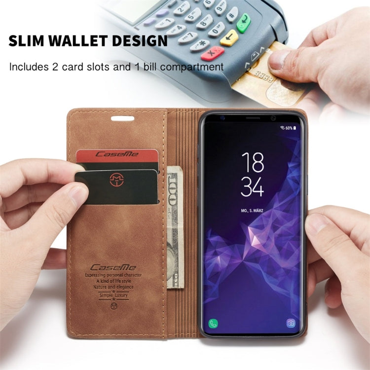 CaseMe-013 Multifunctional Retro Frosted Horizontal Flip Leather Case with Card Slot & Holder & Wallet for Galaxy S9(Brown) - Galaxy Phone Cases by CaseMe | Online Shopping UK | buy2fix