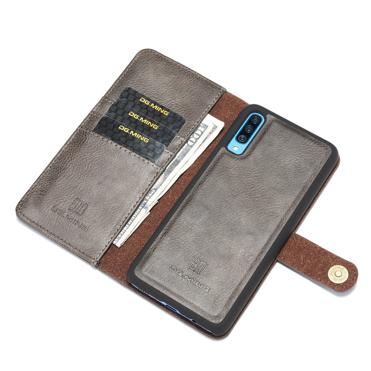 DG.MING Crazy Horse Texture Flip Detachable Magnetic Leather Case with Holder & Card Slots & Wallet for Galaxy A70(Gray) - Galaxy Phone Cases by DG.MING | Online Shopping UK | buy2fix