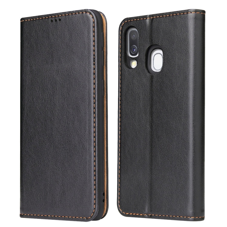 Fierre Shann Dermis Texture PU +TPU Horizontal Flip Leather Case with Holder & Card Slots & Wallet For Galaxy A40(Black) - Galaxy Phone Cases by FIERRE SHANN | Online Shopping UK | buy2fix