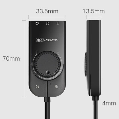 UGREEN CM109 USB to 3-ports 3.5mm Computer External Audio Card with Volume Adjustment Wheel, Length: 15cm - USB Sound by UGREEN | Online Shopping UK | buy2fix