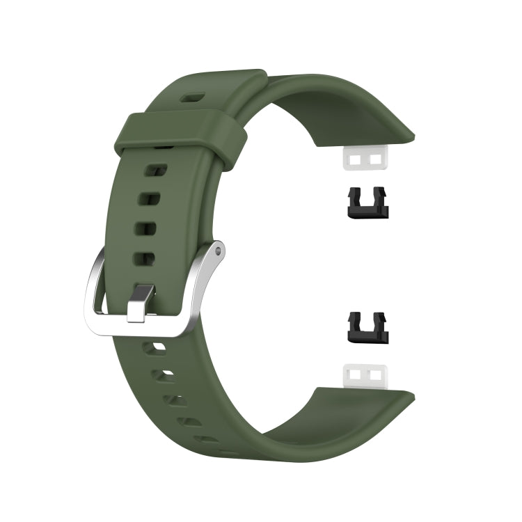 For Huawei Watch Fit Silicone  Watch Band with Stainless Steel Buckle(Dark Green) - Smart Wear by buy2fix | Online Shopping UK | buy2fix